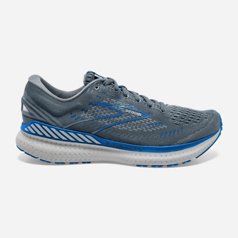 Brooks Glycerin Gts 19 NZ - Men's Max Cushion Road Running Shoes - Quarry/Grey/Dark Blue (79526-KNIS